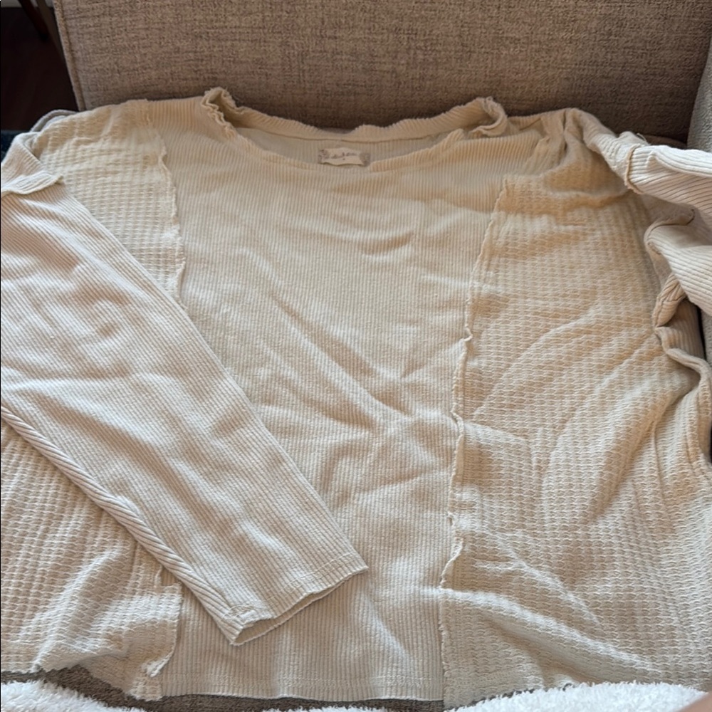 Altar'd State Cream Ribbed Knit sweater